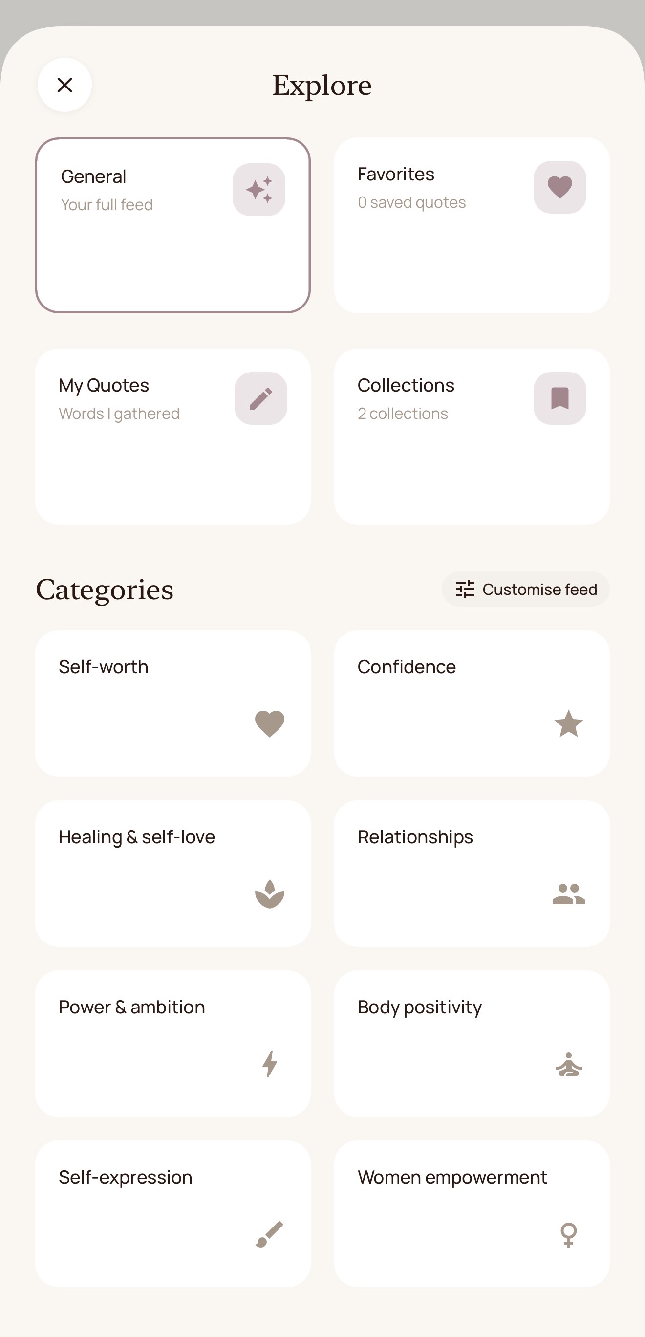 Dear Me — explore categories