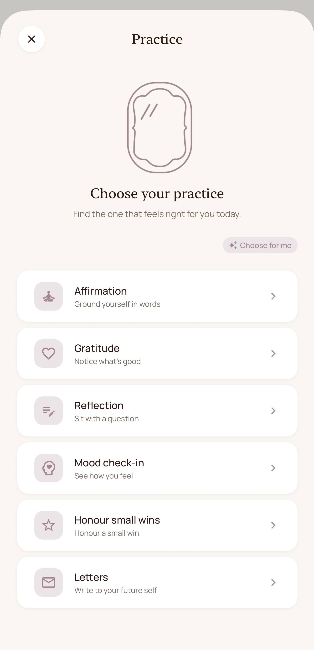 Dear Me — choose your practice